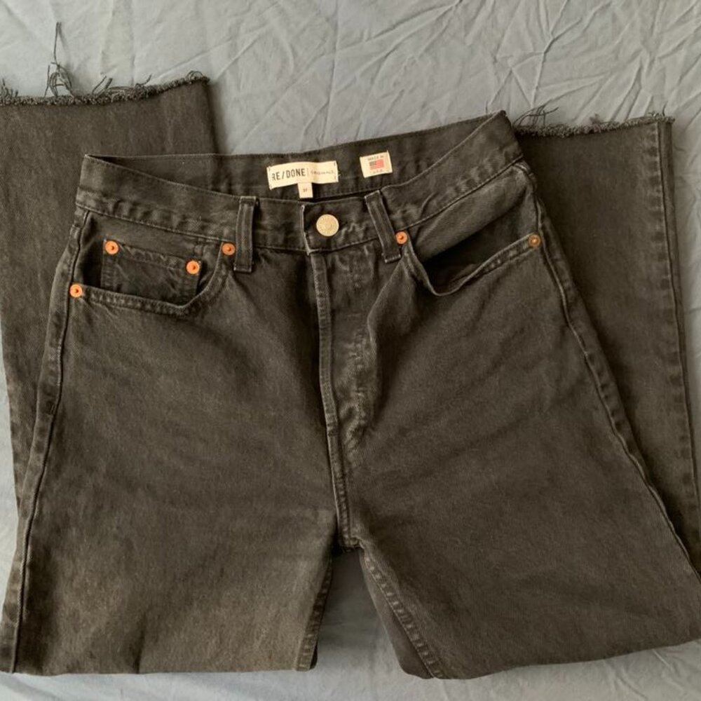 Re/Done Black Originals Stove Pipe Ripped Jeans